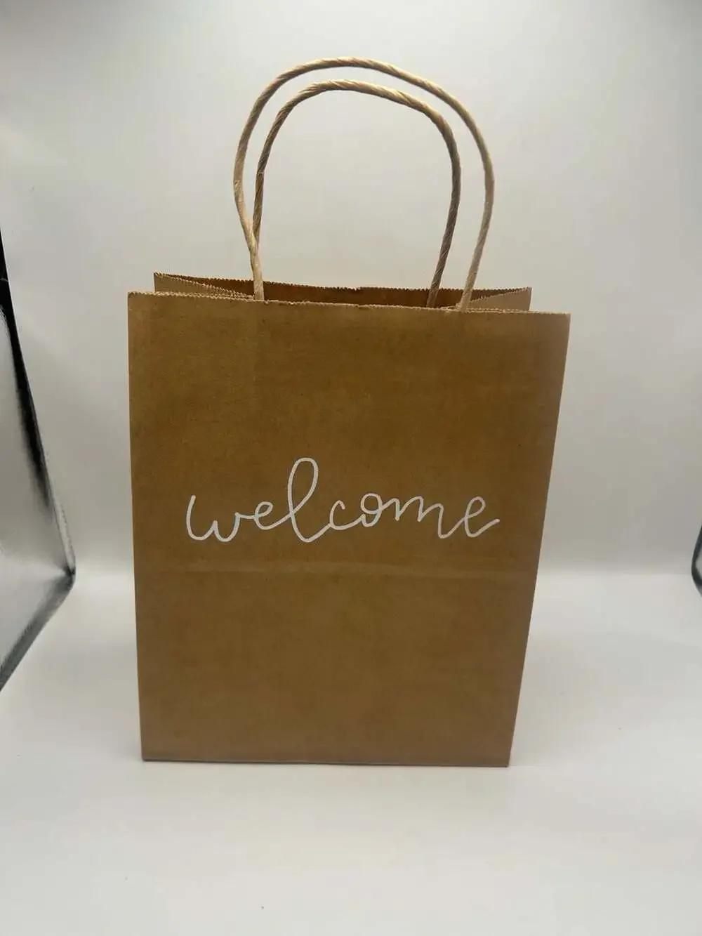 15 Pack Kraft Paper Gift Bags with Handles “Welcome”